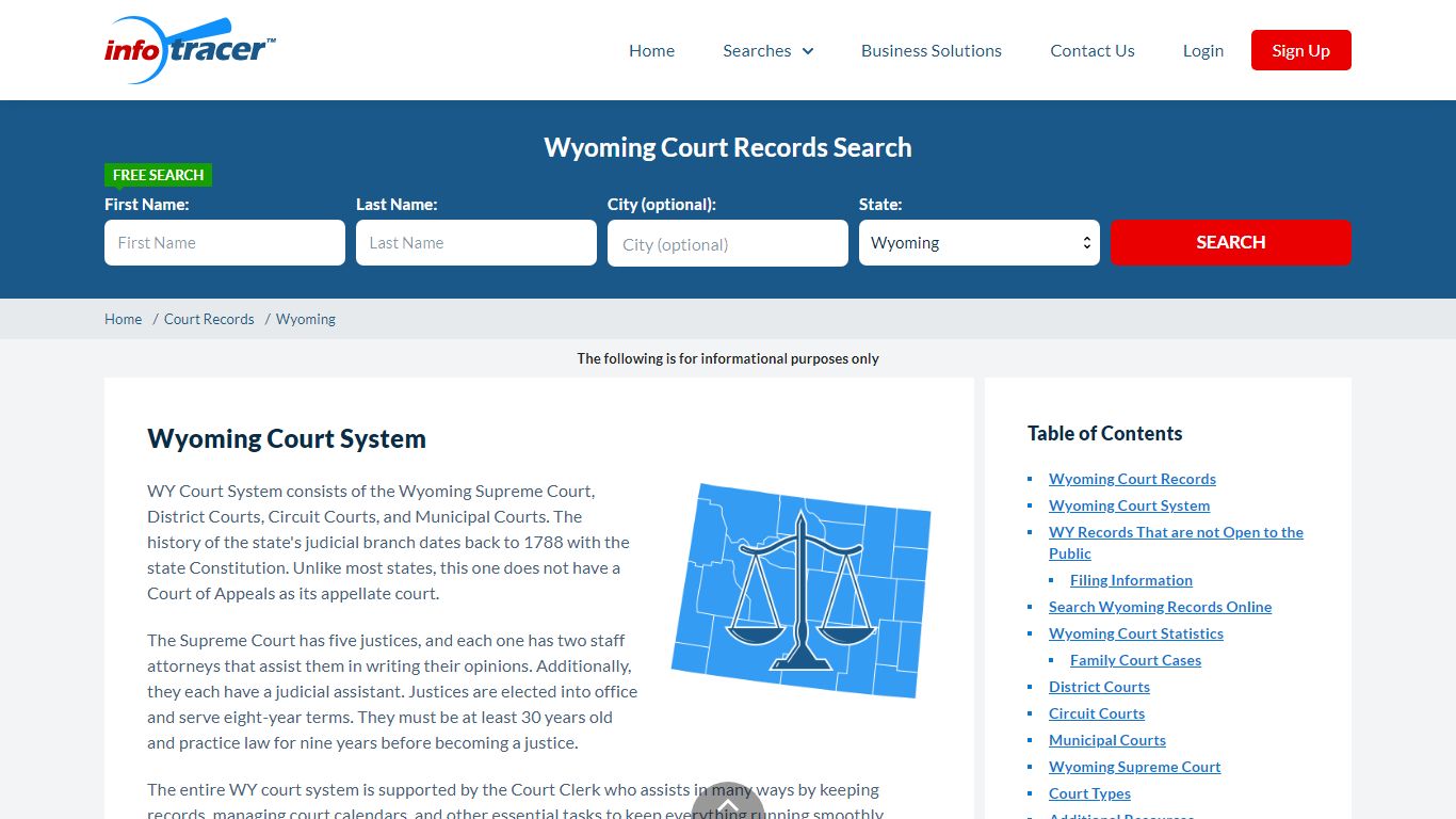 Search Wyoming Court Records By Name Online - InfoTracer