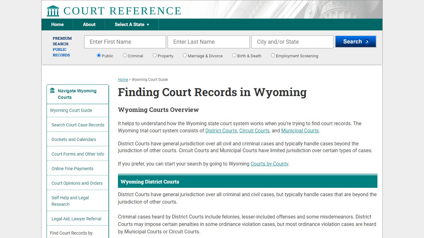 How to Find Wyoming Court Records | CourtReference.com
