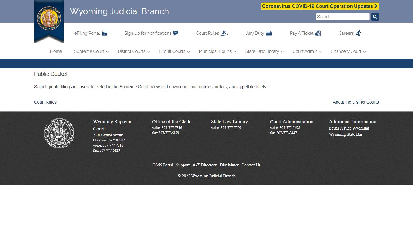 Public Docket – Wyoming Judicial Branch